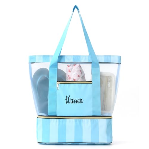 Ulico Personalzied Insulated Beach Bag,Custom Cooler Tote Bag Compartment,Detachable Picnic Pool Bag with Zipper for Women