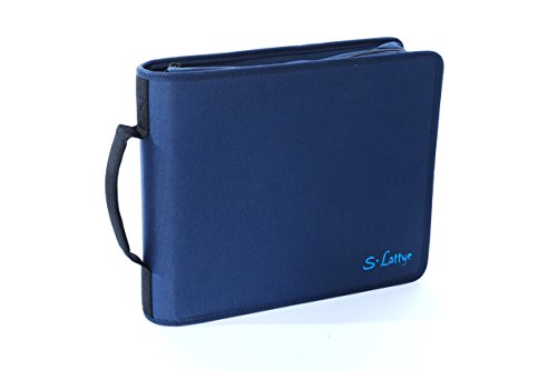 DVD CD Storage Case with Extra Wide Title Cover Pages for Blu Ray Movie Music Audio Media Disk (Portable Carrying Binder Holder Wallet Album Home Organizer)- Blue, 192 Disk Units, 96 Booklet Pockets