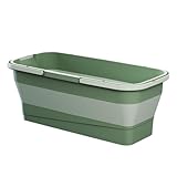 DAWCBVJQ Cubo plegable de silicona, 55 x 26,5 x 20 cm, cubo plegable rectangular, fregona plana, cubo plegable con asa, cubo de agua plegable para camping, lavado de coches y limpieza de la casa