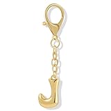 Vintashion Gold Plated Bubble Initial Letter Keychain for Women Car Key Bag Purse Decorative Keyring Charm Accessory (Letter J)