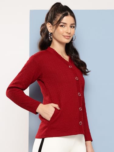Image of Aarika Womens Casual Wear Black Colour Solid Woolen Cardigan