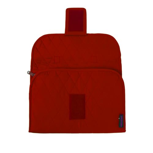 Image of Yazzii Trifold Craft Project Case - Sewing and Craft Supplies Storage Tote, Travel Organizer Bag with Clear Pockets and Handle for Knitting, Crochet, Sewing Accessories - Red
