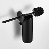 Farcetor WC-Bürste und Behälter Wandmontage, Stand WC-Garnitur Klobürste mit Längere Griff,Toilettenbürsten für die Toilette Schwarz