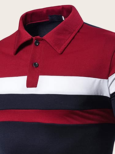 SOLY HUX Camisa polo masculina de golfe Color Block Camisa de tênis manga curta casual trabalho cami