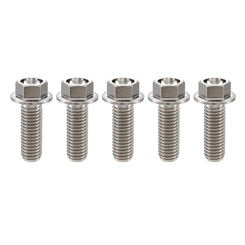Image of Rison Titanium Bolts Titanium Flanged Hex Head Bolt M6x1.0x10mm 6AL4V Aerospace Grade Ti Bolt Original Color Titanium Bolt for Motorcycle Car Modification Pack of 5