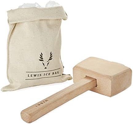 Viski Professional Lewis Bag and Mallet Bartender Kit & Bar Tools Kitchen Accessory 12", Ice Bag & Mallet