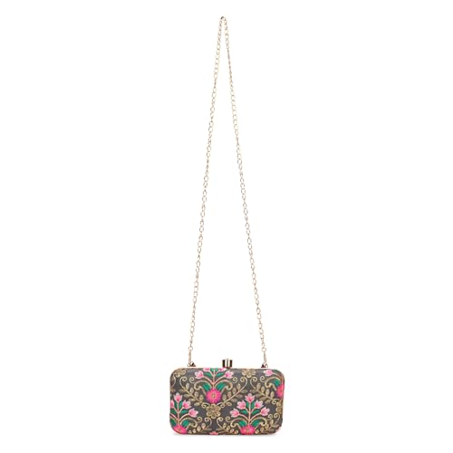 Image of LONGING TO BUY Hand Crafted Designer Box Clutch - Zari Embroidery For Women