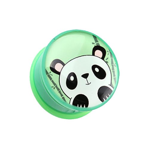 SKIN METALS Bamboo Panda Single Flared Ear Gauge Plug Sold As Pair (5/8" (16mm))