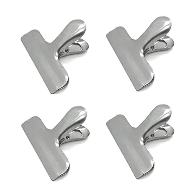 8 Pack Metal Chip Clips, 3 Inch Wide Stainless Steel Heavy Duty Food Bag Clips, Silver