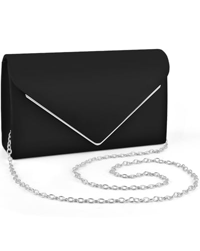 ERKOON Clutch Für Hochzeit, Clutches Abendtasche Unterarmtasche Tasche formelle Party-Handtasche für Hochzeit, Party, Cocktail, Abschlussball, Umhängetasche, Wildlederimitat mit abnehmbarer Kette