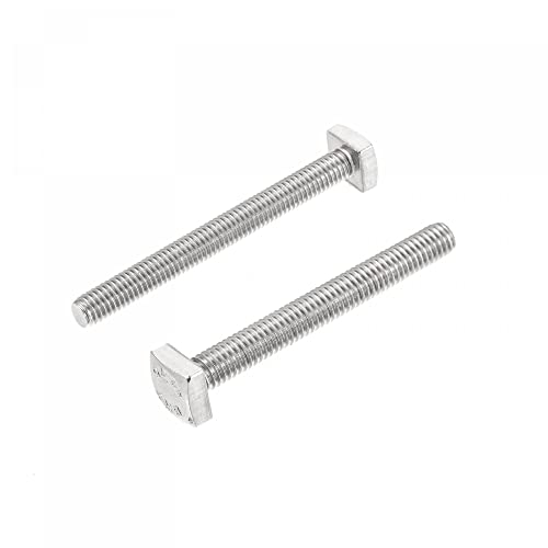 uxcell Square Head Bolt, 2pcs M6x50mm Fully Thread 304 Stainless Steel Grade C Square Machine Screws