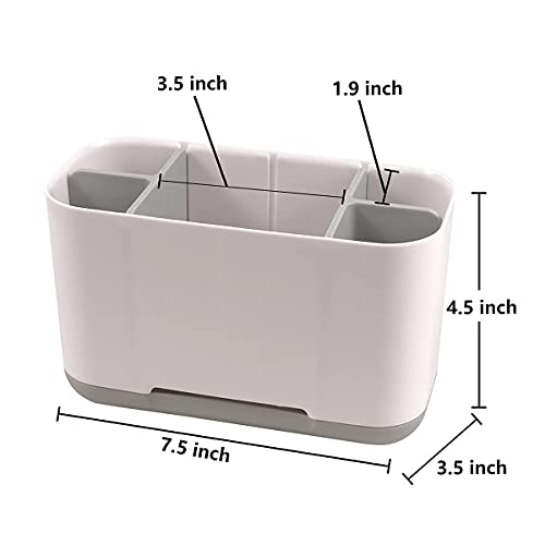 Toothbrush Holder With Anti-Slip Bottom Easy Cleaning Electric Toothbrushes, Toothpaste Organizer With 2 Adjustable Dividers For Family & Kids Toothbrush Caddy For Bathroom(Grey) #TOP5