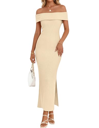 Amazon.com: MEROKEETY Women's 2026 Off Shoulder Bodycon Midi Dress