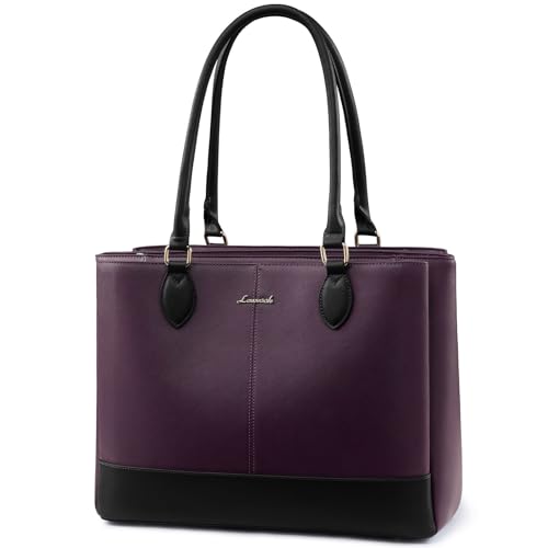 LOVEVOOK Laptop Tote Bag for Women, 15.6 Inch PU Leather
