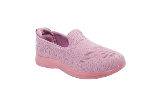 Image of WalkLine Women's Slip-On Walking Shoes | Lightweight Knitted Mesh Casual Sneakers | Soft PU Sole Comfortable Loafers | Breathable Running, Gym, Travel Shoes for Women
