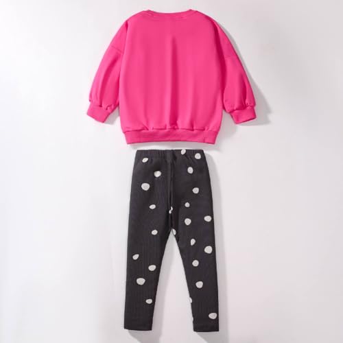 Image of HILEELANG Toddler Girl Fall Outfits Clothing Pants Set Sweatshirt Cotton Strench Leggings Playwear Sets 2pc