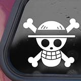 CMI237 One Piece Luffy Flag White Sticker Decal Pirate Cartoon Anime White Sticker Decal