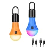 Lepro Luces de Cámping Recargable, 7 Modos de Luz Blanca y RGB, Luces Colgantes para Tienda de Camping, Bombillas LED Recargables para Emergencias, Cortes de Energía, Cobertizos, Cable USB Incluido