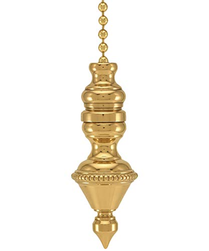 Image of Beaded Knob Ceiling Fan Pull, 1.5 inchh with 12 inch Polished Brass Chain