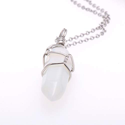 Paialco Hand Wired Created Opal Crystal Point Healing Chakra Pendant Necklace #TOP2