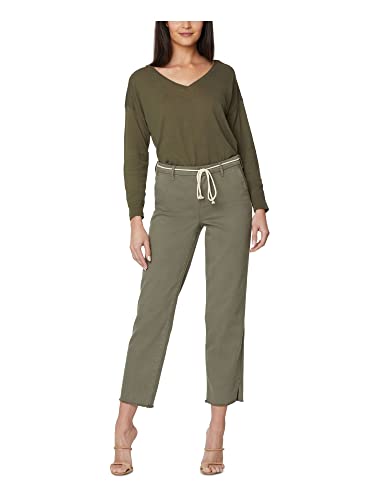 NYDJ Relaxed Stretch Twill Trousers w/Fray Hem & Belt