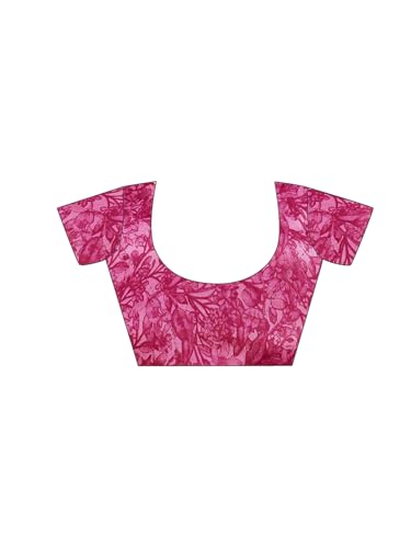 Image of Satrani Women's Silk Crepe Floral Printed Saree with Unstitched Blouse Piece