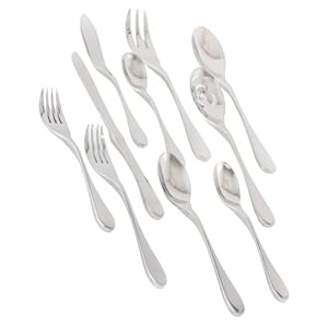 Knork Durable and Stylish Everyday Use Service for 8 Stainless Steel Flatware Set 45 piece Silver Gloss