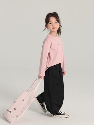 Image of 2026 Premium Girls Long Sleeve Crew Neck T-Shirt, Cotton Blend, Buding Kids Print, Casual Style