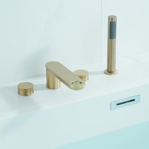 Mitigeur de bain cascade MOCHAMIK doré en laiton double mode sur pont