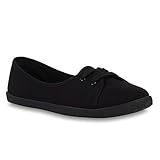 stiefelparadies Klassische Damen Ballerinas Sportliche Stoff Slipper Flats Sneakers Slip-ons viele Farben Schuhe 49744 Schwarz 38 Flandell