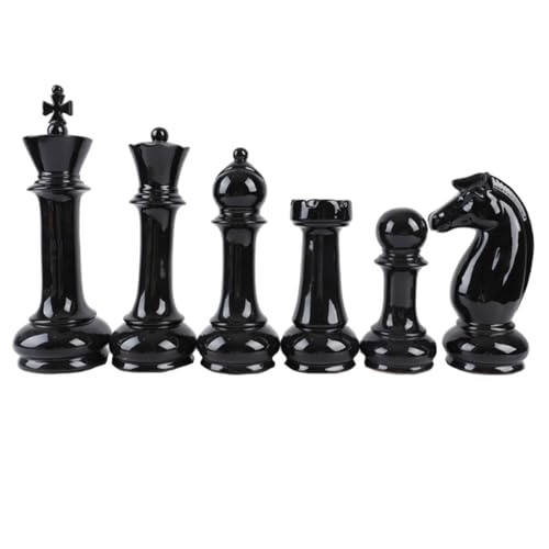 Ornement d'échecs en céramique noire comme statue déco de chambre