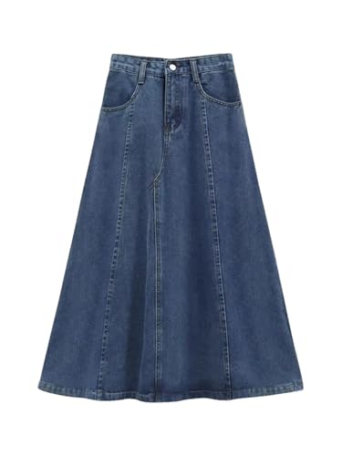 A-Line Denim Midi Skirt for Pear Shape