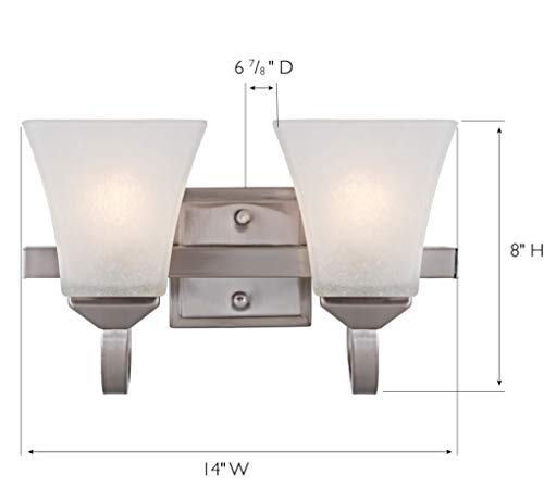 Design House Satin Nickel Wall Sconce 587774 Torino Traditional 2 Indoor Dimmable Up/Down Mount Bathroom Vanity Light With Frosted Glass For Hallway Foyer #TOP2