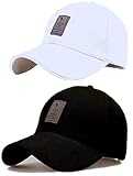 FY LANE Combo ediko 3 @2 Cap for Men Women Topi Unisex Head Branded Boy's Girl's Caps Adjustable Strap Summer Sports Cricket Gym Dance Cotton Free Size (Black@White)