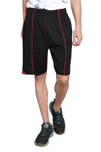 Image of Particle Men's Plus Size Hosiery Corduroy Cotton Bermuda Shorts | 230 GSM Ribbed Fabric | Big Size Casual Half Pants with Pockets for Walking, Gym & Lounge (XL-5XL)