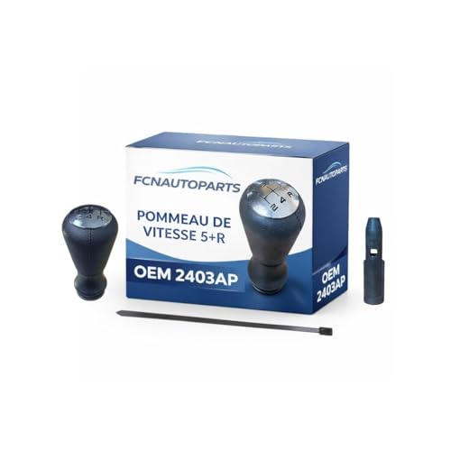 fcntech Pommeau de vitesse 5 rapports + R | Pommeau levier de vitesse compatible Peugeot 106 206 306 406 Partner Expert | Citroën Saxo C3 C4 | Pommeau vitesse...