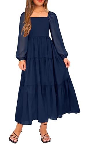 YOVION Girls Fall Long Sleeve Maxi Dress