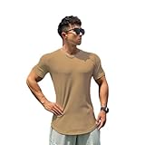 YANBLOS Men Short Sleeve Men Shirts Short Sleeve Shirt Light Men Summer Shirt Men Linen Shirt Short Sleeve Men Cool Tshirts Men Short Sleeve Shirt M-Khaki XL