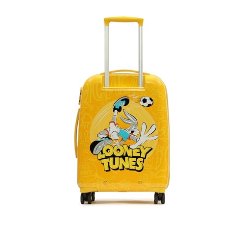 Image of YAYAVAR Looney Tunes Kids Trolley Suitcase - 65L | Hard-Sided Printed Cabin Luggage with 8 Wheels, Number Lock, Scratch Resistant, Lightweight Travel Bag (60cm)