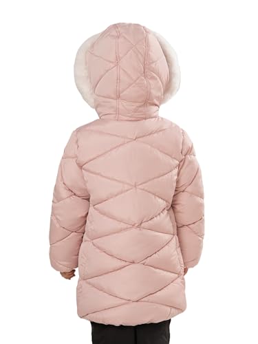 Image of SOLOCOTE Girls Winter Puffer Coat with Faux Fur Hood Sherpa Lined Parka Water-Resistant Windproof Quilted Jacket