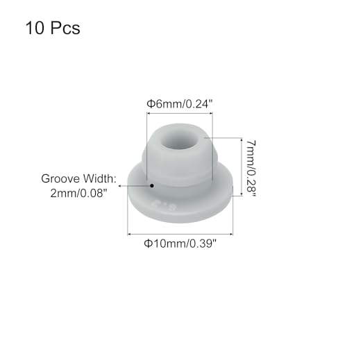 Image of MECCANIXITY 10pcs Silicone Snap in Locking Hole Plugs,6mm /0.2 Inch Mounting Diameter Narrow Groove Width 2mm Panel Seal Cover Round for Kitchen Bulkheads Waterproof Sealing Plugs Grey