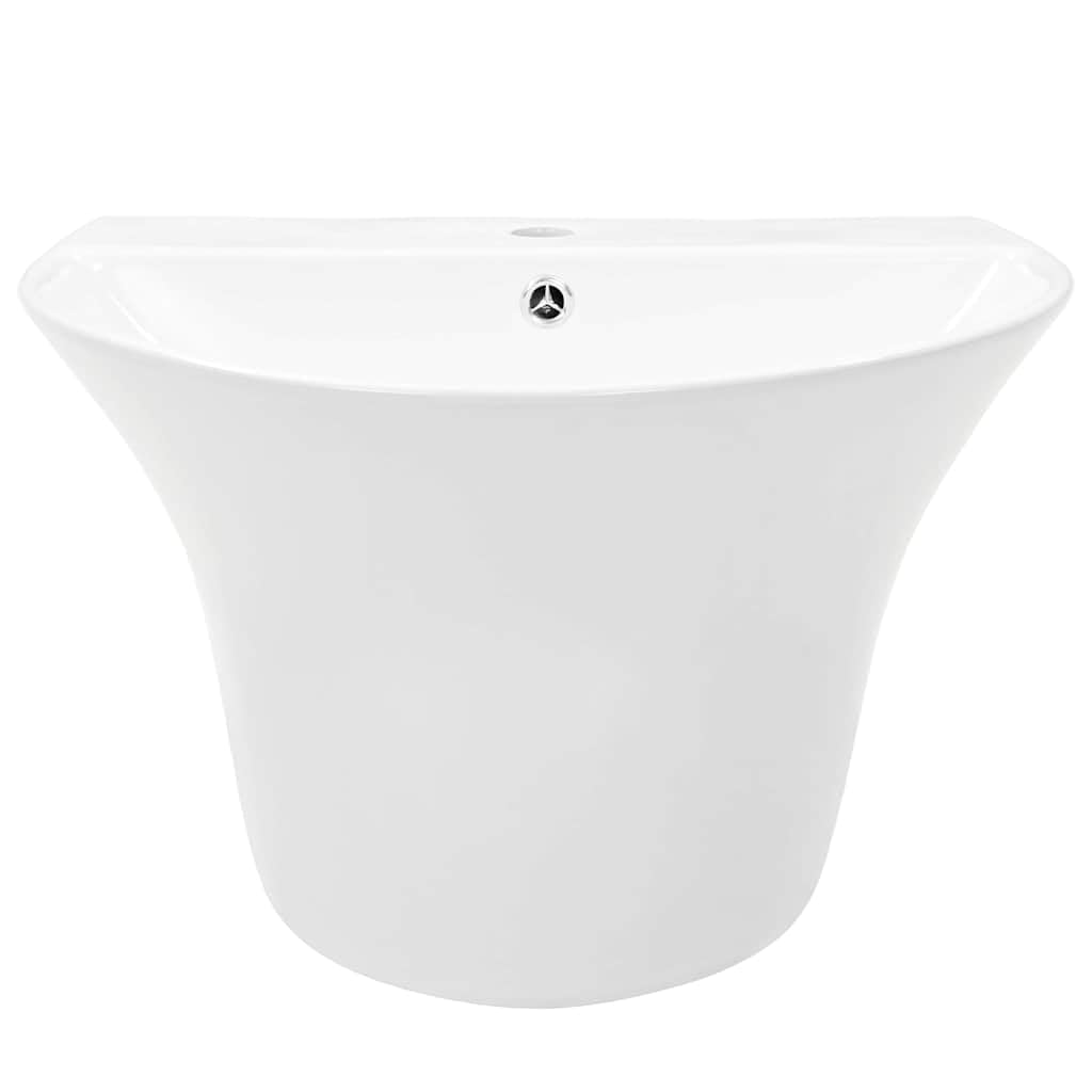 Biała umywalka 56 x 48 x 42 cm Ceramiczna emaliowana | Montaż ścienny, oszczędność miejsca, powierzchnia odporna na plamy, gotowa do zainstalowania, łatwa konserwacja