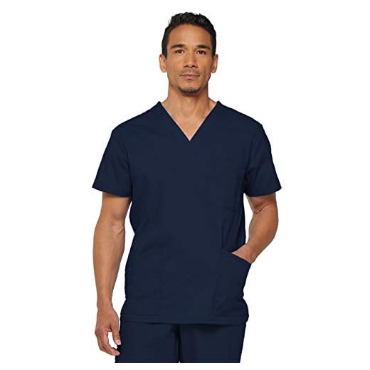 Dickies Men's EDS Signature V-Neck Scrub Top, Navy, Large