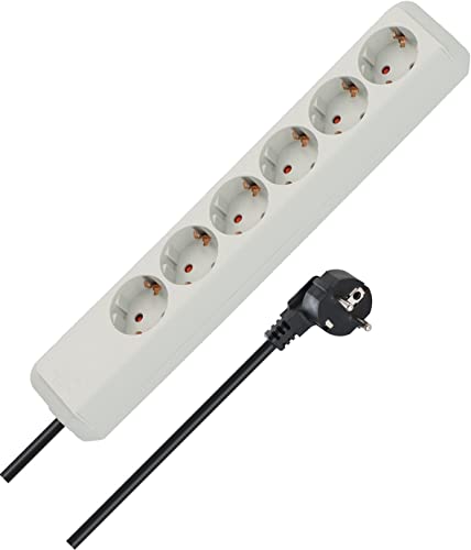 Brennenstuhl Eco-Line, Steckdosenleiste 6-Fach (Mehrfachsteckdose mit erhöhtem Berührungsschutz und 1,5m Kabel) lichtgrau