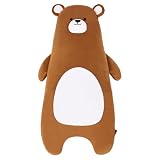 HAVARGO もちもち癒し抱き枕 全長約80cm 可愛い動物ぬいぐるみ ふわふわ クッション 丸洗いok 子供の一人寝練習に.妊婦の横向き寝 だきまくら 大きい (ブラウン, M)