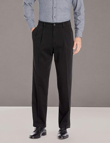 Dockers Men's Relaxed Fit Easy Khaki Pants-Pleated, Black, 40W x 30L4