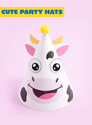 Joyin 12 Sets Party Hats For Kids Birthday Party Games Craft Activities, Cute Animal Theme Birthday Hats Activity Kits With Stickers For Kids Holiday Party Favors #TOP3