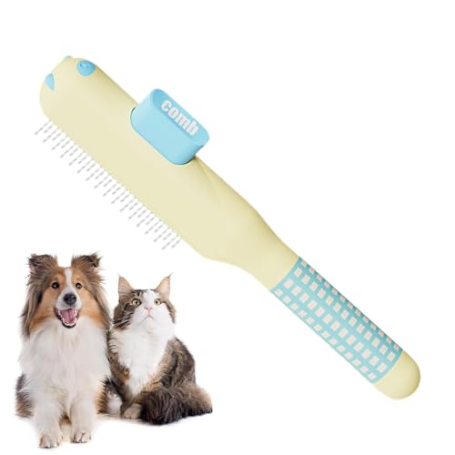 Hasenkämme, Katzenkamm, rutschfester Katzenkamm für Katzen, selbstreinigende Fellpflegebürste mit Metallzähnen, ABS + Metall, Haustierbürste, Kätzchenbürste für Katzen, Haarausfall, Hunde, Häschen