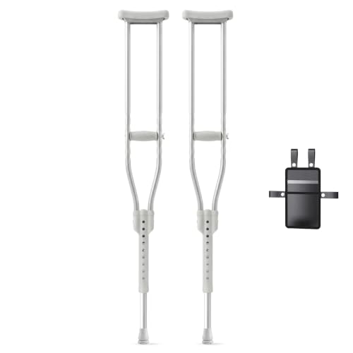 Aluminum Crutches for Kids & Adults Lightweight Adjustable Crutches for Walking with Comfortable Underarm Pad and Hand Grip & Crutch Bag 300 LB Weight Capacity 1 Pair