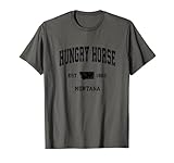 Diseño deportivo deportivo negro vintage de Hungry Horse Montana MT Camiseta